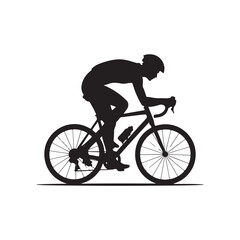 Naklejka premium Black Colour Cycling In Park Silhouette Solid White Background (2).eps