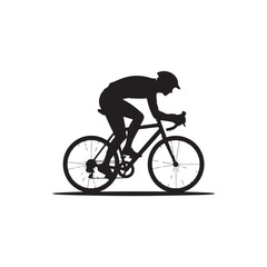 Fototapeta premium Black Colour Cycling In Park Silhouette Solid White Background (1).eps