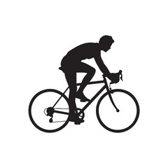 Naklejka premium Black Colour Cycling In Park Silhouette Solid White Background (3).eps