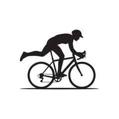 Obraz premium Black Colour Cycling In Park Silhouette Solid White Background (4).eps