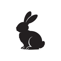 Obraz premium Black Colour Easter Bunny Silhouette Solid White Background (3).eps