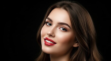 Fototapeta premium A portrait of a beautiful young woman smiling and looking at the camera in a friendly and playful way.