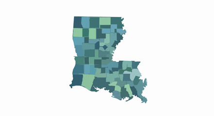 Fototapeta premium St Bernard Parish Louisiana census blocks 2020 vector map with colored regions infographic style isolated on white