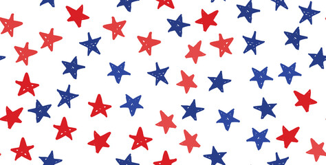Fototapeta premium Stars grunge. Independence Day USA. Presidents day. Hand drawn illustration.