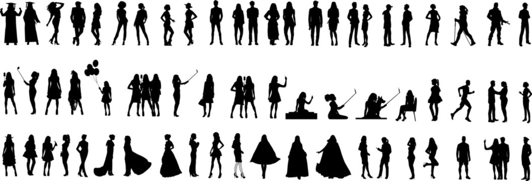 Vektor Set K&ouml;rper Silhouetten - Grafik Sammlung Menschen in der Gesellschaft