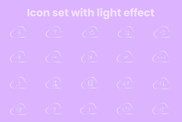 Cloud computing and data management icon set with computing download subtract checkmark database question exclamation technology internet management information © RASEL