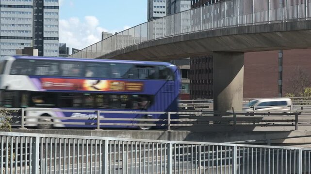 View of the M8 motorway in central Glasgow, Scotland