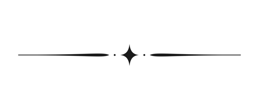 Horizontal Black simple decorative line with star in middle