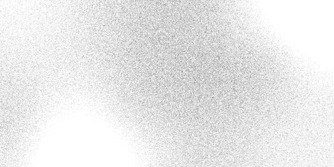 Grunge dot pattern for design Abstract overlay for graphic. Grain noise of black irregular dots and grainy halftone fade effect with sand dust particles. Shiny silver metallic background  © JERRY