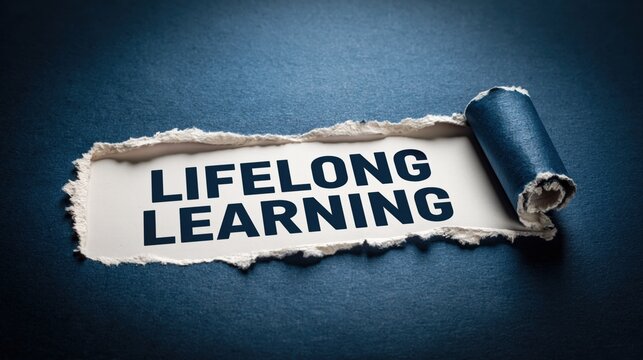 Lifelong Learning Motivational Concept on a Ripped Paper Design