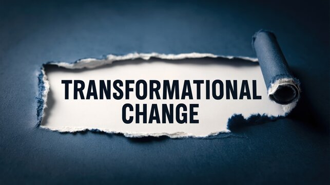 Transformational Change Concept Uncovered by Ripped Paper