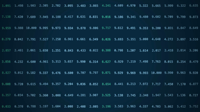 Digital Data Matrix With Numeric Values And Gradient Visualization Background