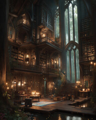 Naklejka premium Cathedral of Hidden Stories. Generative AI 