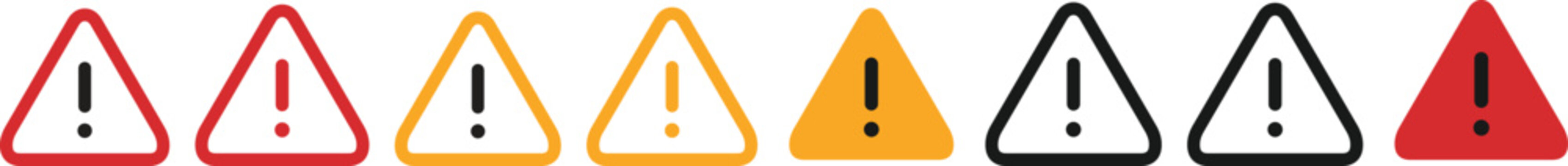 Vector art of colorful warning signs with exclamation marks