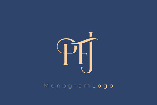 PFJ Elegant Monogram Logo Design With Decorative Lettering
