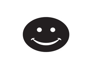 Obraz premium smiling face emoji vector illustration, minimalist black flat design icon