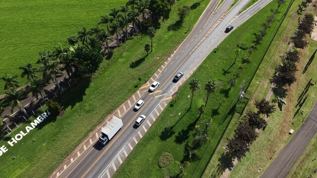 Aerial View of Dutch Windmill Landmark in Holambra S&atilde;o Paulo Brazil