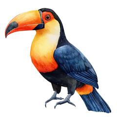 Toucan, charming watercolor clipart, isolated on a white background. © zenvor