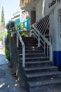 escalones, arquitectura, grada, escalera, gemas, edificio, casa, muro, viejo, puerta, ciudad, viajando, calle, arriba, blanco, construcci&oacute;n, perspectiva, entrada, concreto, alumbrado