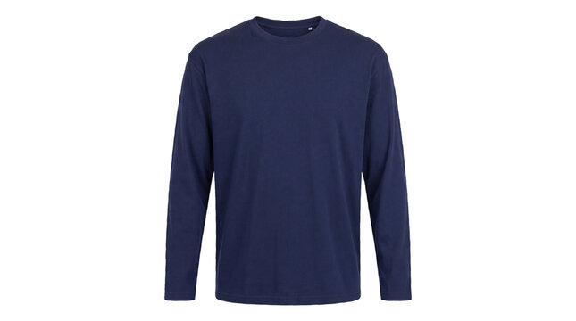 Classic dark blue long-sleeved t-shirt crafted from soft, comfortable fabric, offering versatile style for casual everyday wear and layering options