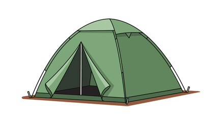 Green camping tent illustration on white background for outdoor recreation © lahah
