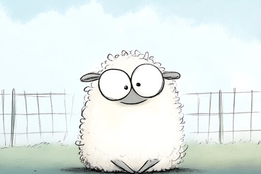 Curious sheep gazing through fence