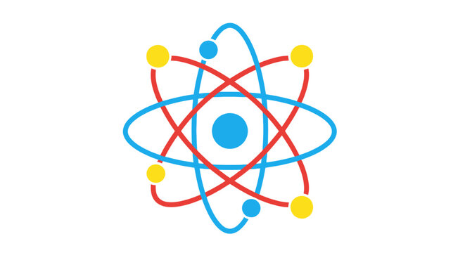 Stylized illustration of an atom depicting electrons nucleus and orbitals