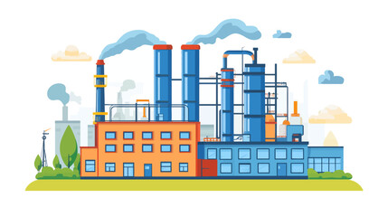 Obraz premium A stylized illustration depicting a factory emitting smoke into the sky, creating pollution