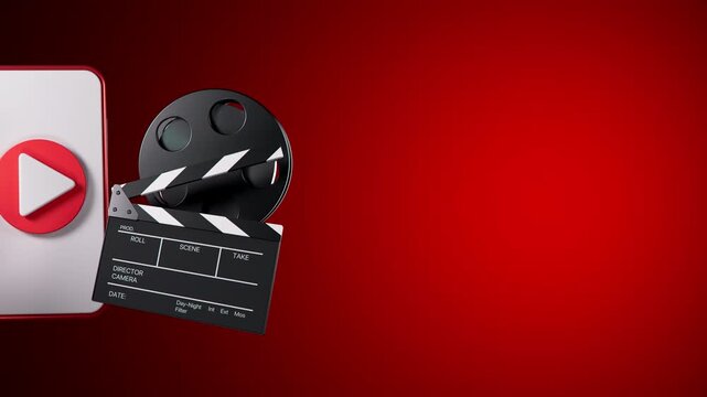 Cinema concept background with popcorn, soda and film reel, copy space for text