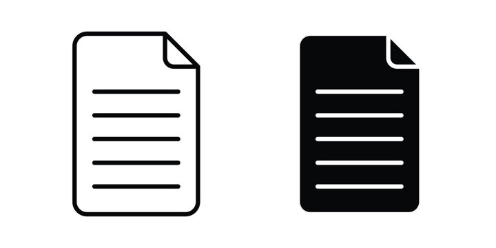 Document icon solid glyph and line series icons
