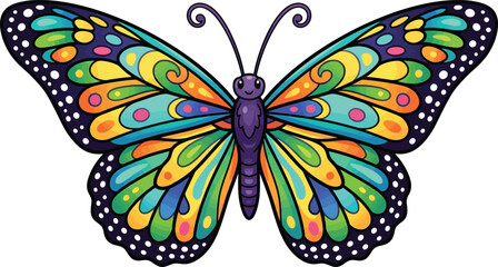 Vibrant and colorful butterfly with intricate patterns isolated on transparent background © Pixzens Ars