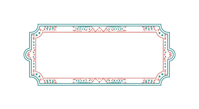 Decorative Geometric Frame with Tribal Pattern, Vector Border Design