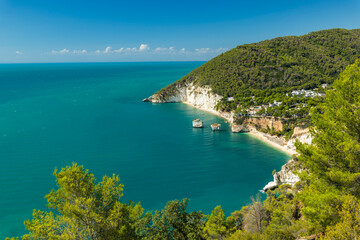 Fototapeta premium Gargano coastline vista with Mergoli Beach in Apulia, Italy