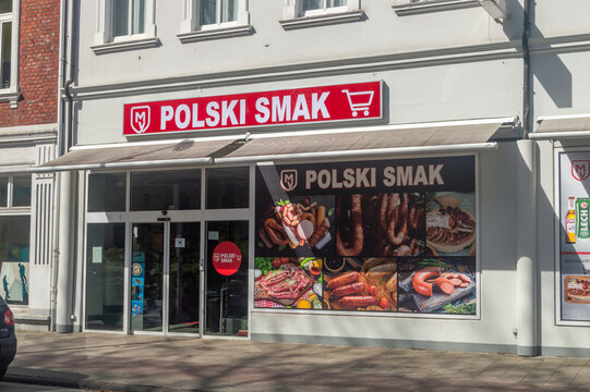 Rheine, Germany - April 6, 2026: Polski Smak shop with product from Poland in Germany.