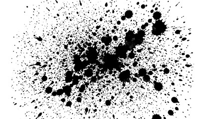 Fototapeta premium Black ink splatters and drops on white background creative abstract art design element
