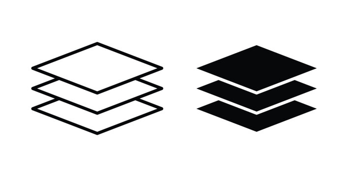 Layers icon solid glyph and line series icons
