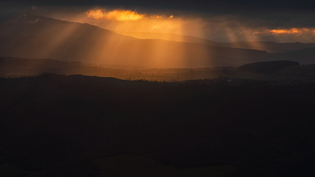 Sunrise over San Miguel peak in Burgos, Spain