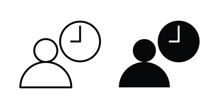 Office hours icon solid glyph and line series icons