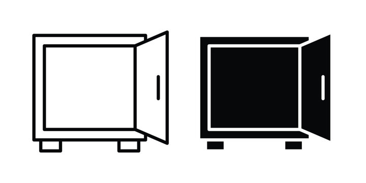 Open safe icon solid glyph and line series icons