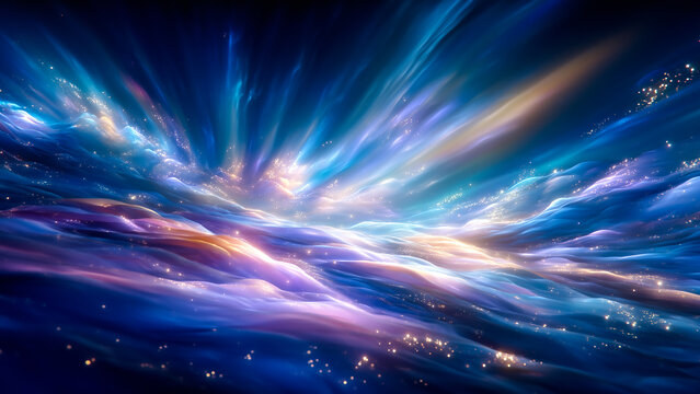 Celestial Symphony: An artistic display of light and color, reminiscent of a cosmic event, forms a breathtaking and imaginative landscape.