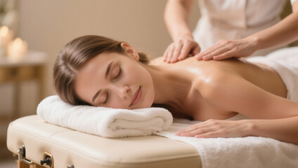 Obraz premium woman receiving a back massage at a luxury spa