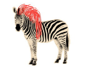 Naklejka premium zebra halftone cutout. Sticker for zoo design.