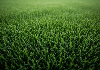 Fototapeta premium A macro view of freshly trimmed, lush green lawn grass texture, serving as a perfect natural background or pattern element, carpet, detail, outdoor