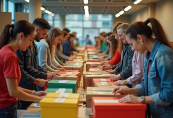 Fototapeta premium Community Charity Event Essentials Volunteers Supplies Donation Engagement Strategy Assembly