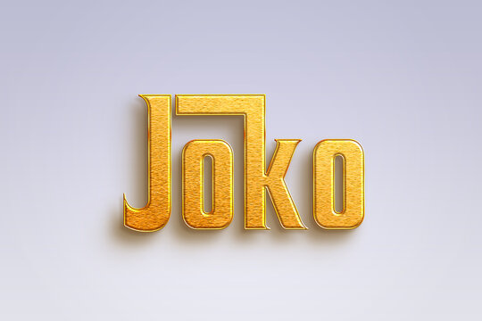 Gold text effect of Indonesian name Joko on light-blue background.