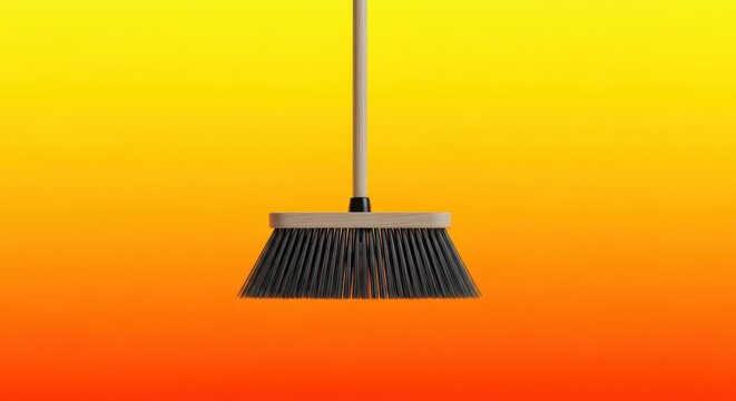 Essential household sweeping tool featuring stiff bristles and a sturdy handle, used for effective debris removal and tidiness, remove, household, maintenance