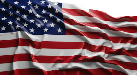 Fototapeta premium American flag waving in wind with stars and stripes isolated on transparent background