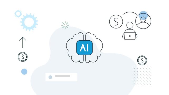 AI Technology Impact on Business process and Decision Making - Animated Illustration as MP4 File