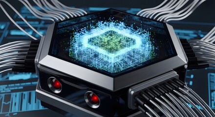 Fototapeta premium Quantum computing core processing data for artificial intelligence