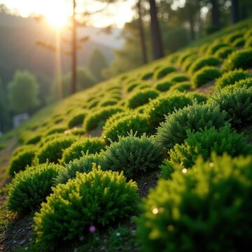 Heather Hillside Low Growing Evergreen Heath Shrubland Cropped Vista